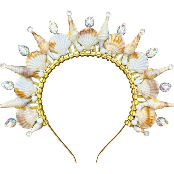 Mermaid Crown Headband Seashell Gold Cosplay Renaissance Women Accessories main image 6